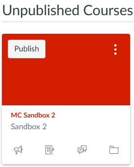 Unpublished Sandbox course card