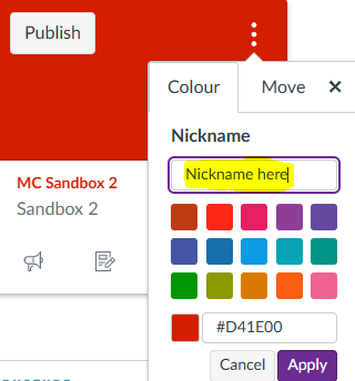 Image showing where to edit a Sandbox course name.