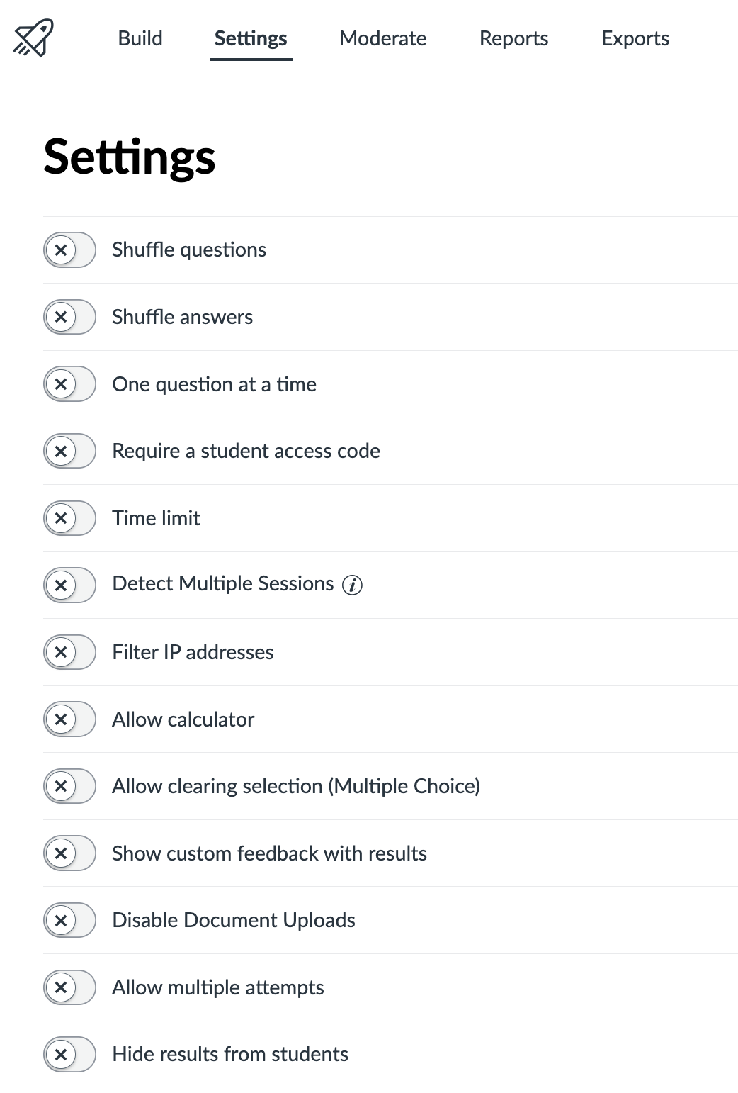 Default settings for Canvas quizzes