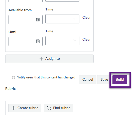 'Build' button indicated.