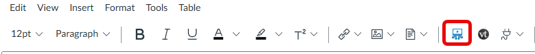 Menu bar for Canvas Rich Content Editor. The Canvas Studio menu icon is selected.
